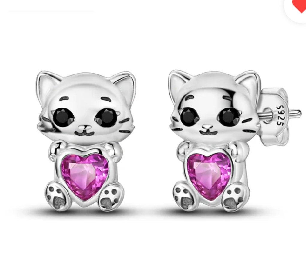 Cat lover's Earrings 925 Sterling Silver - maidamoon