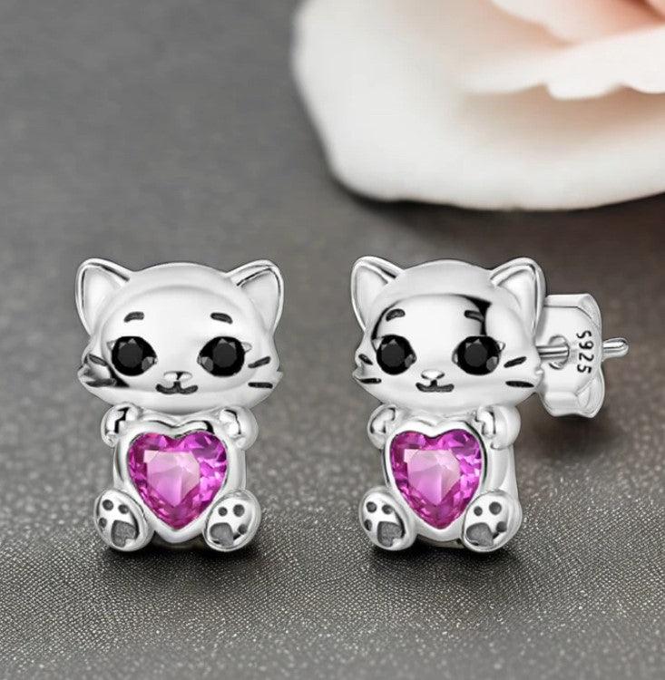 Cat lover's Earrings 925 Sterling Silver - maidamoon