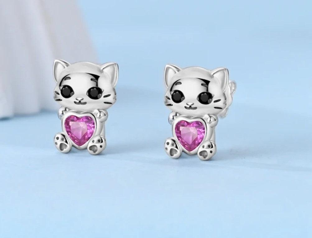 Cat lover's Earrings 925 Sterling Silver - maidamoon