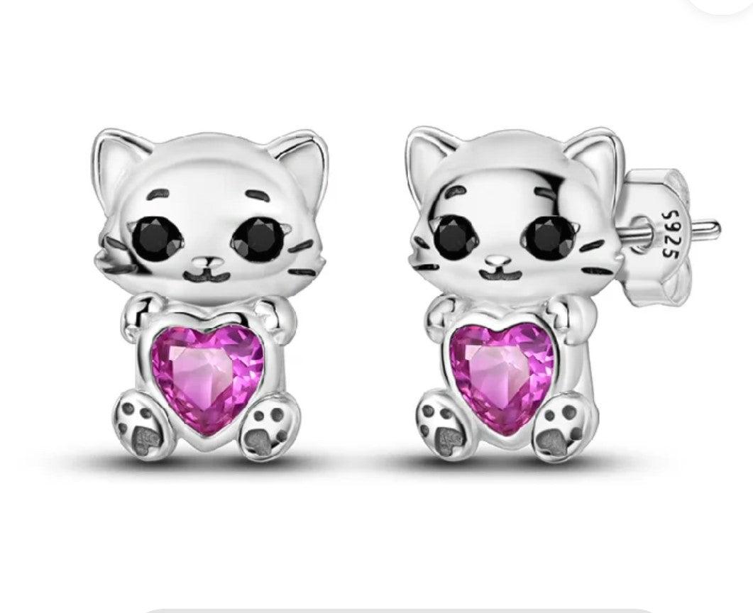 Cat lover's Earrings 925 Sterling Silver - maidamoon