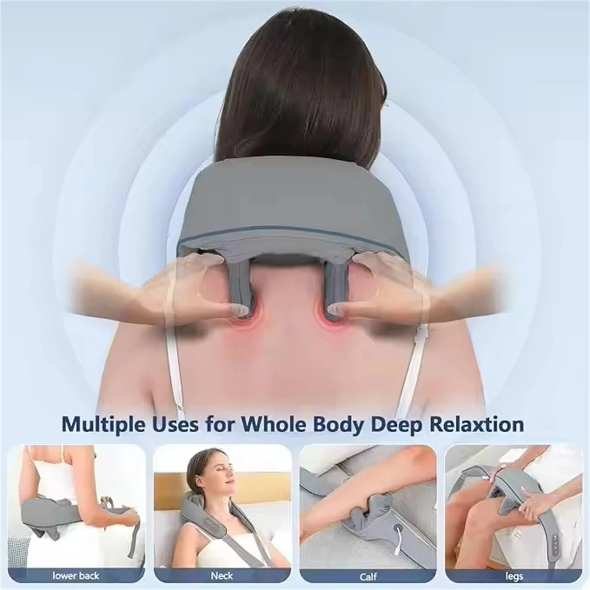 Shiatsu Neck And Back Massager With Soothing Heat Wireless Electric Deep Tissue 5D Kneading Massage Pillow Shoulder Leg Body