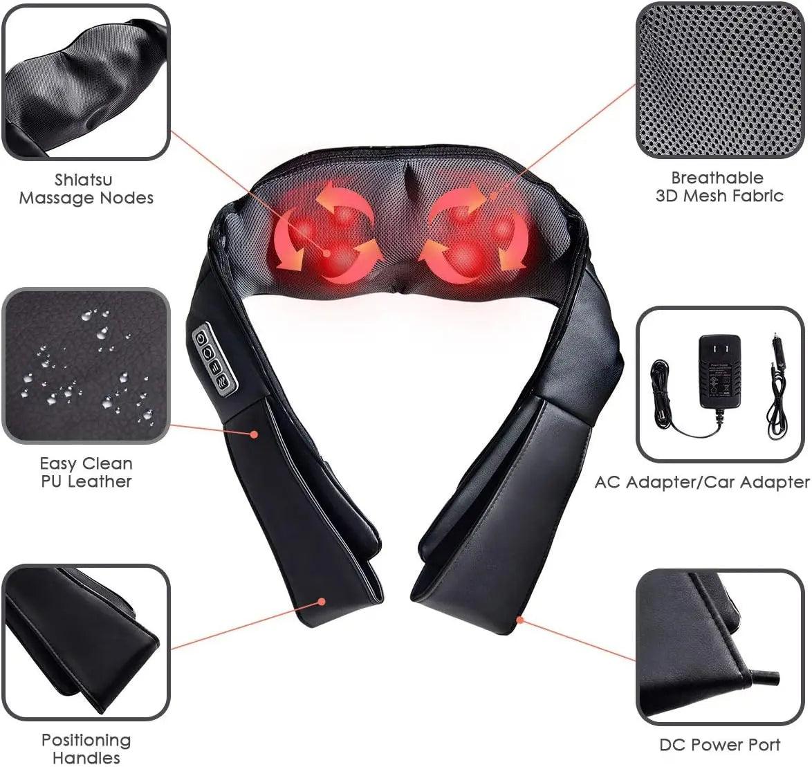 Heated Shiatsu Neck and Shoulder Massager - maidamoon