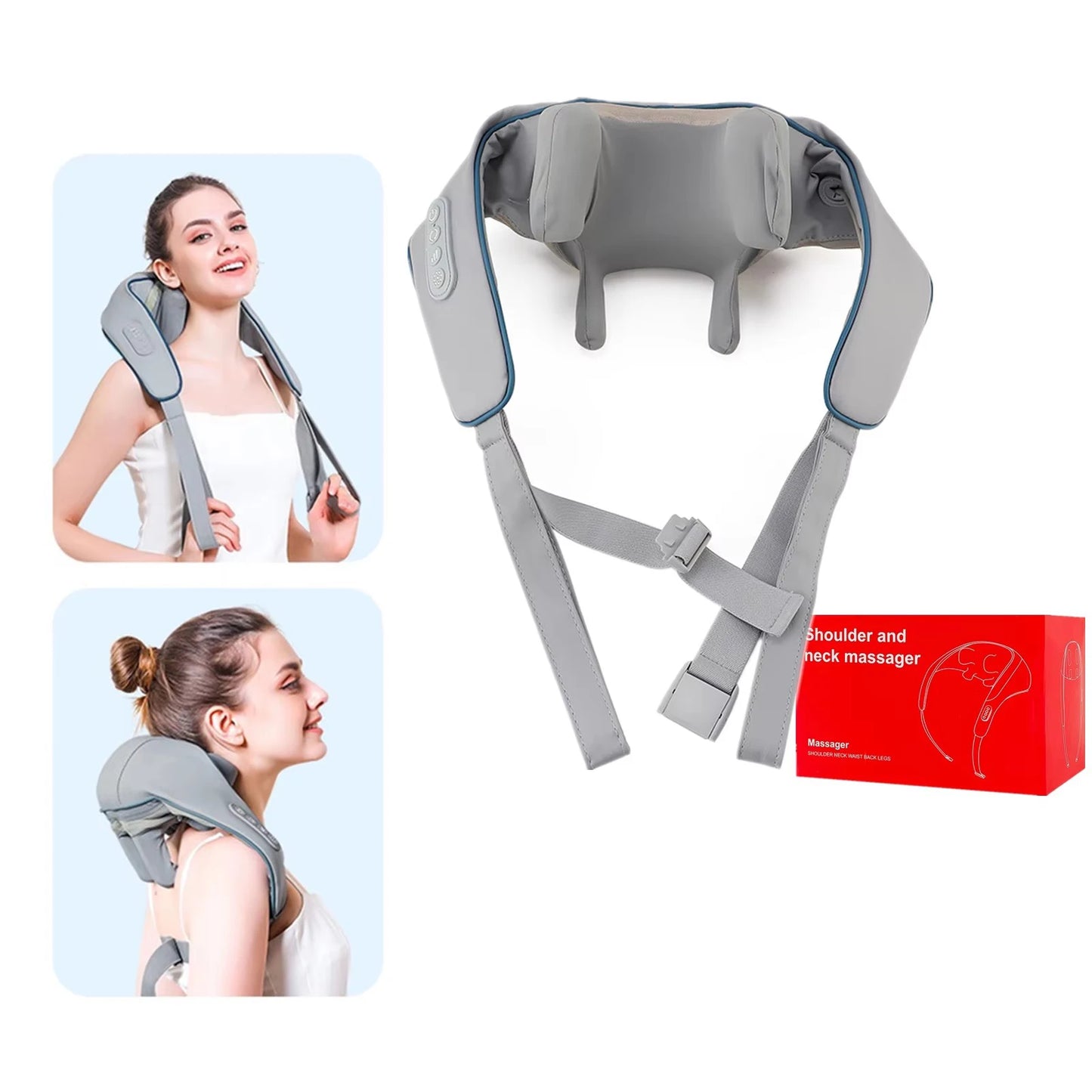 Shiatsu Neck And Back Massager With Soothing Heat Wireless Electric Deep Tissue 5D Kneading Massage Pillow Shoulder Leg Body