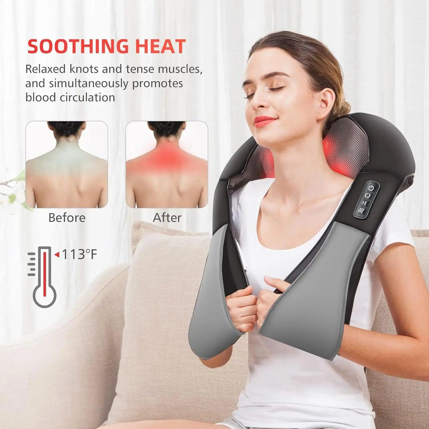 Heated Shiatsu Neck and Shoulder Massager - maidamoon