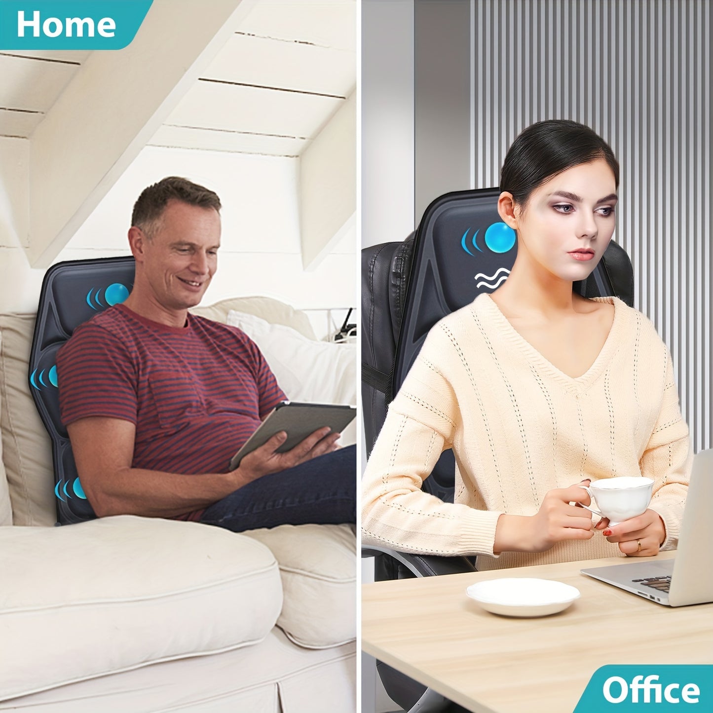 9-Mode Heated Massage Seat Cushion with Adjustable Lumbar Support