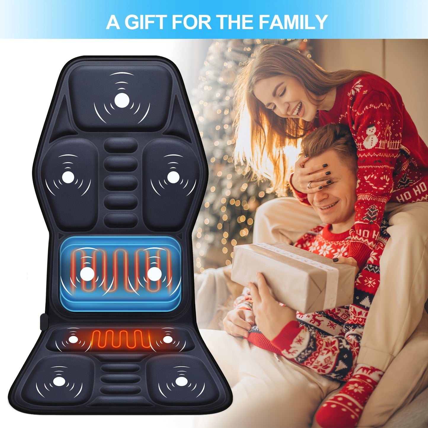 9-Mode Heated Massage Seat Cushion with Adjustable Lumbar Support
