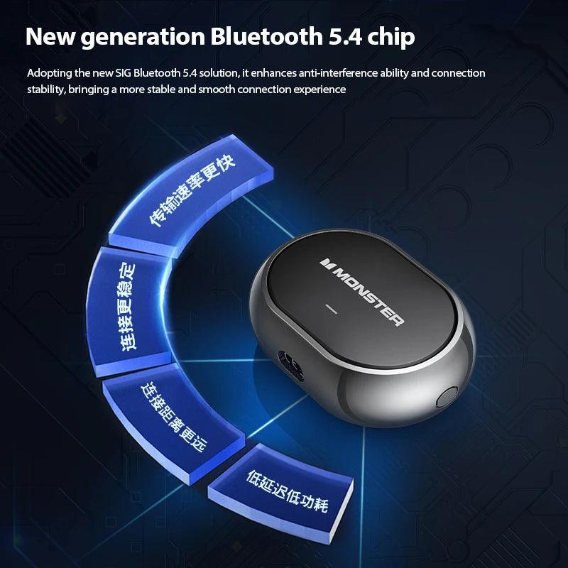 Monster Rotating Bluetooth Earphones Ear Clip AC600 Rotating Wireless Sports Headphones Mic Waterproof Touch Control Earbuds - maidamoon