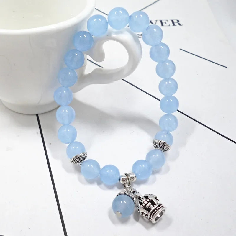 Natural Crystal Bracelets Chalcedony Stone Bracelet Women Ethnic Style Ladies Fashion Handmade Beaded Hand Jewelry