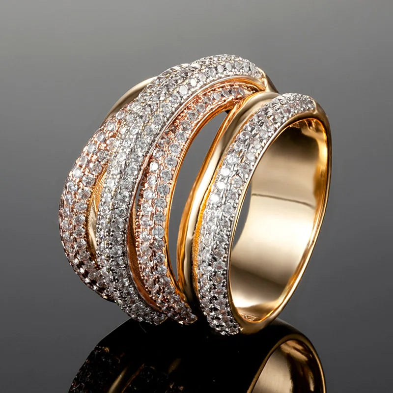 Jewelry luxury brand colorful pave zirconia copper wedding ring jewelry women's and men's best couple  rings