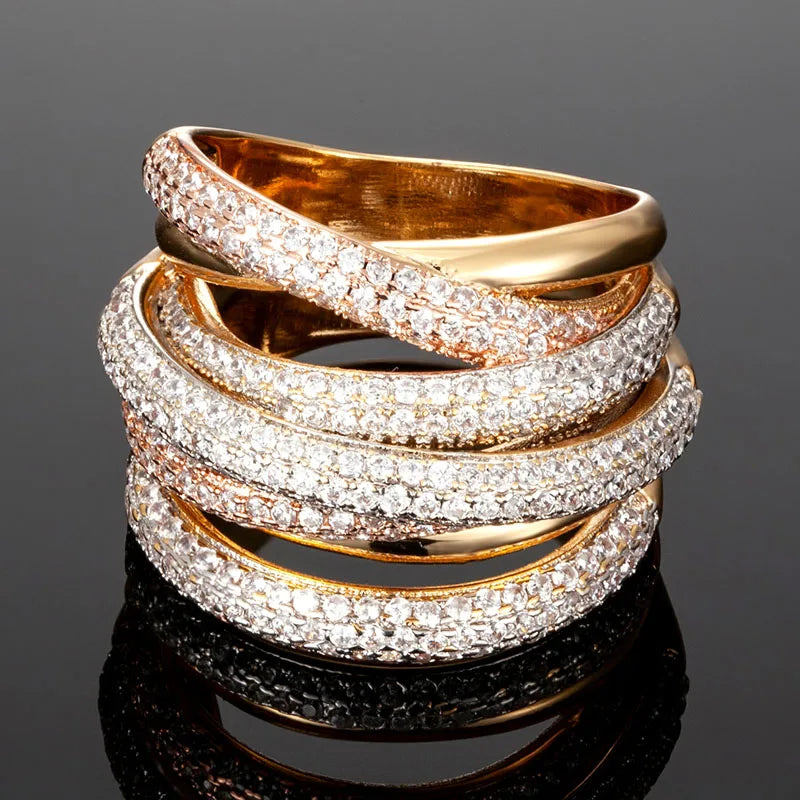 Jewelry luxury brand colorful pave zirconia copper wedding ring jewelry women's and men's best couple  rings