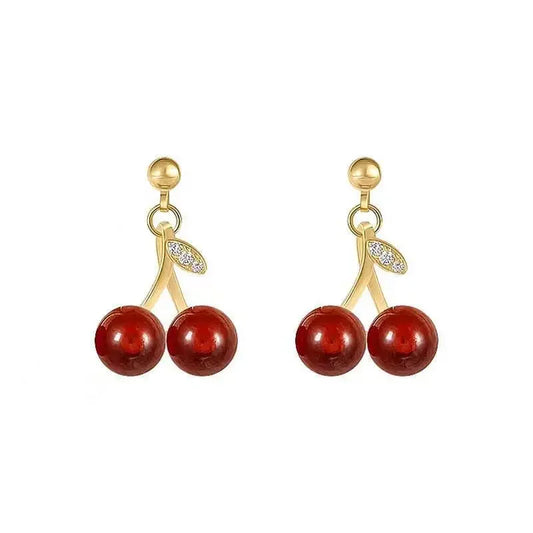 New Temperament Red Cherry Drop Earrings Suitable for Women Personality Sweet Girls Cute Party Earrings Charm Jewelry Gifts