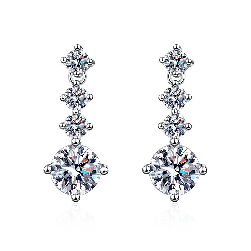 Luxury 925 Sterling Silver Full Lab Moissanite drop earrings total 2.6 carat blue green color women moissanite earring Jewelry