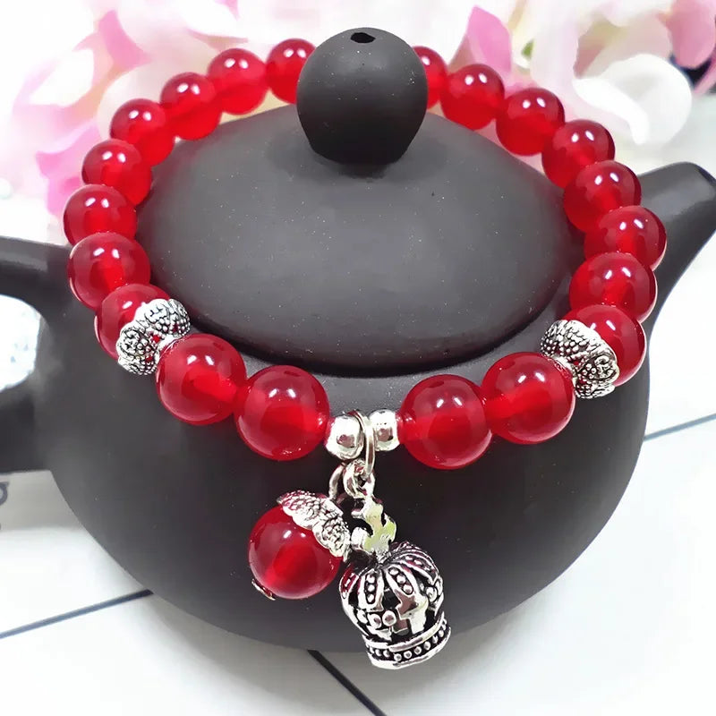 Natural Crystal Bracelets Chalcedony Stone Bracelet Women Ethnic Style Ladies Fashion Handmade Beaded Hand Jewelry