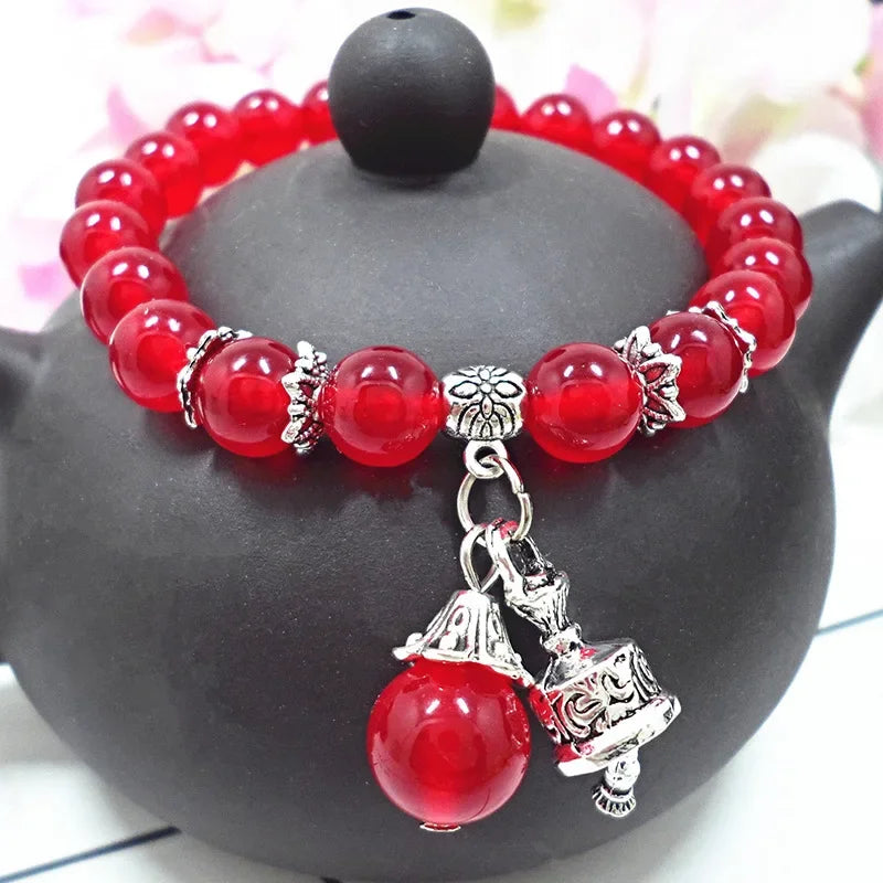 Natural Crystal Bracelets Chalcedony Stone Bracelet Women Ethnic Style Ladies Fashion Handmade Beaded Hand Jewelry