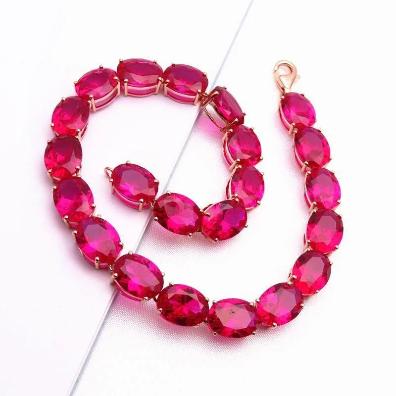 Luxury ruby crystals bracelets for women585 purple gold fashion 14K rose gold engagement high jewelry for girlfriend gift