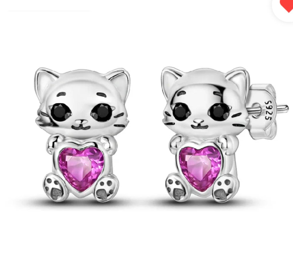 Cat lover's Earrings 925 Sterling Silver