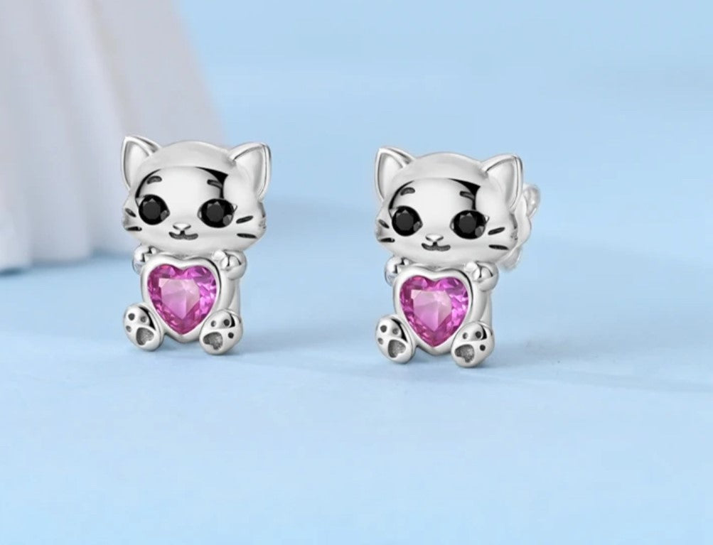 Cat lover's Earrings 925 Sterling Silver