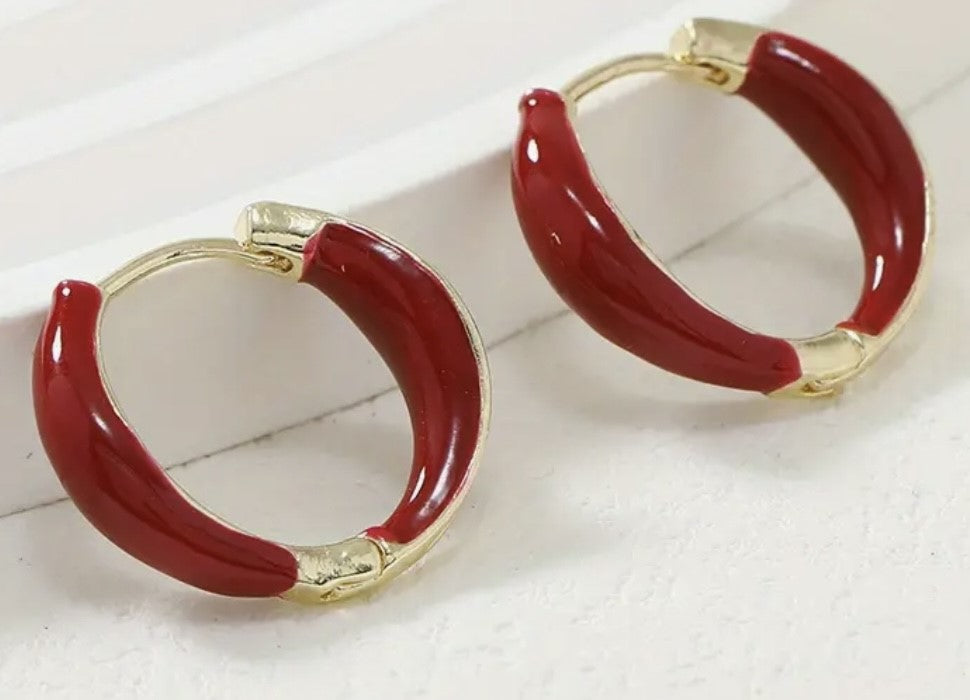 Enamel Hoop Earrings