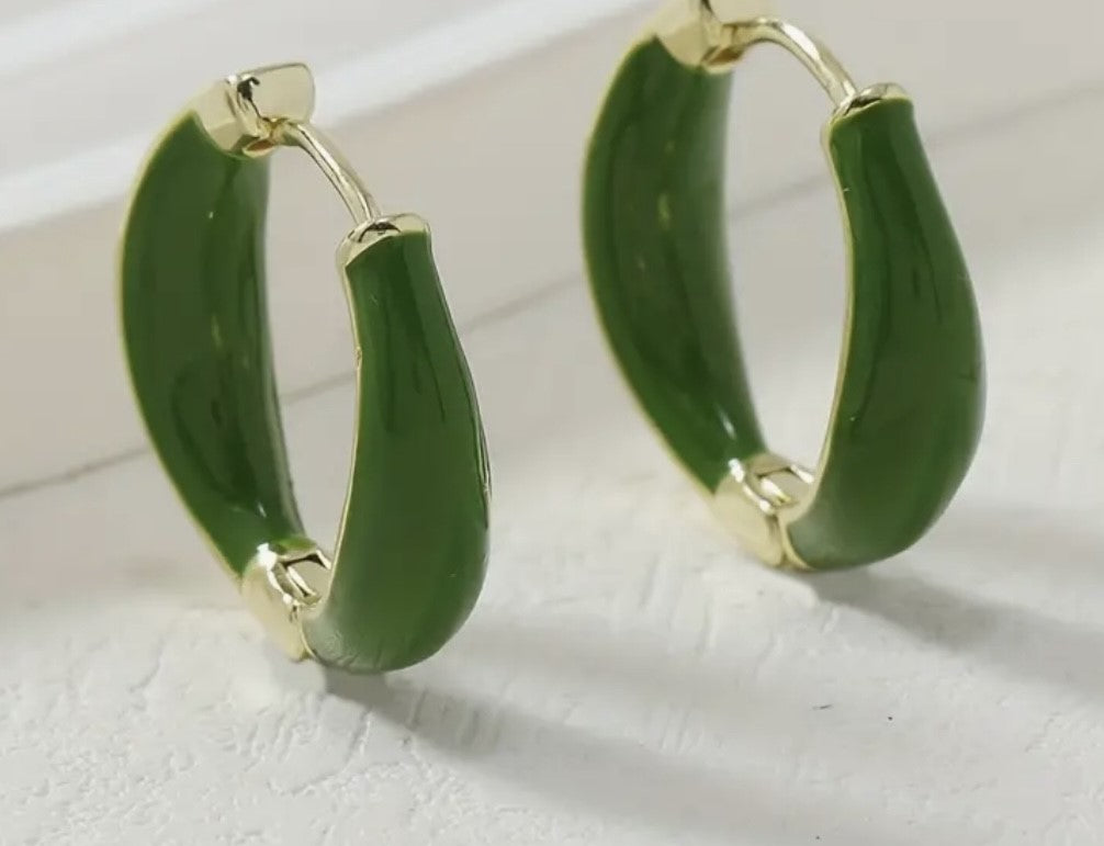 Enamel Hoop Earrings