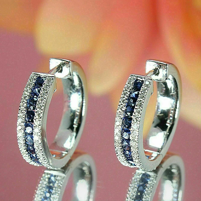 Huitan Korean Fashion Paved CZ Hoop Earrings for Women Metal Silver Color/Gold Color Simple Versatile Girls Earrings Hot Jewelry