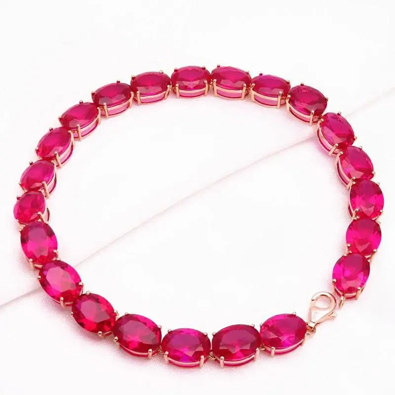 Luxury ruby crystals bracelets for women585 purple gold fashion 14K rose gold engagement high jewelry for girlfriend gift