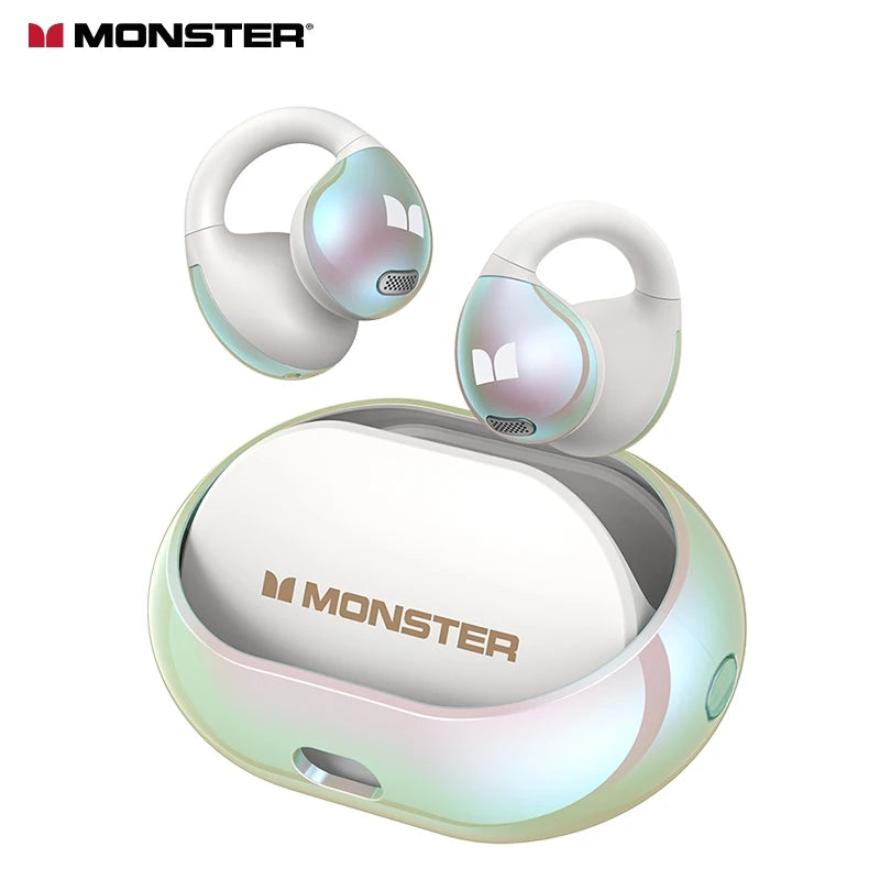 Monster Rotating Bluetooth Earphones Ear Clip AC600 Rotating Wireless Sports Headphones Mic Waterproof Touch Control Earbuds