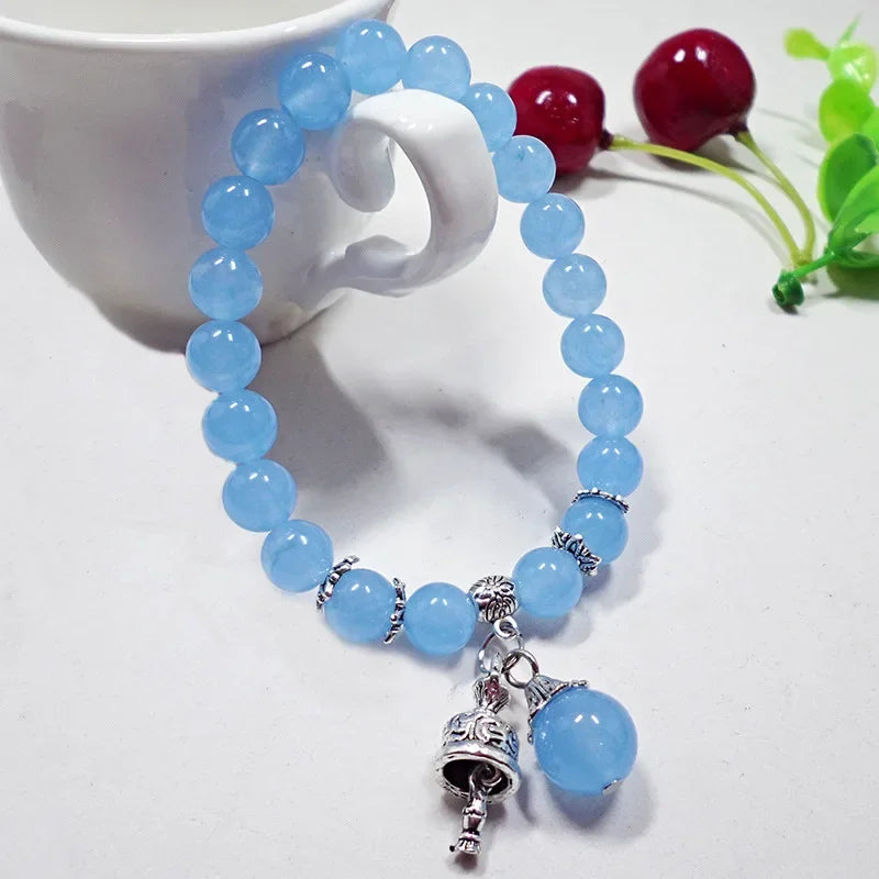 Natural Crystal Bracelets Chalcedony Stone Bracelet Women Ethnic Style Ladies Fashion Handmade Beaded Hand Jewelry