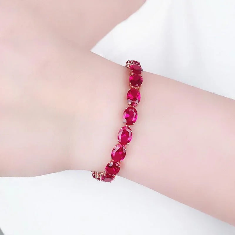 Luxury ruby crystals bracelets for women585 purple gold fashion 14K rose gold engagement high jewelry for girlfriend gift